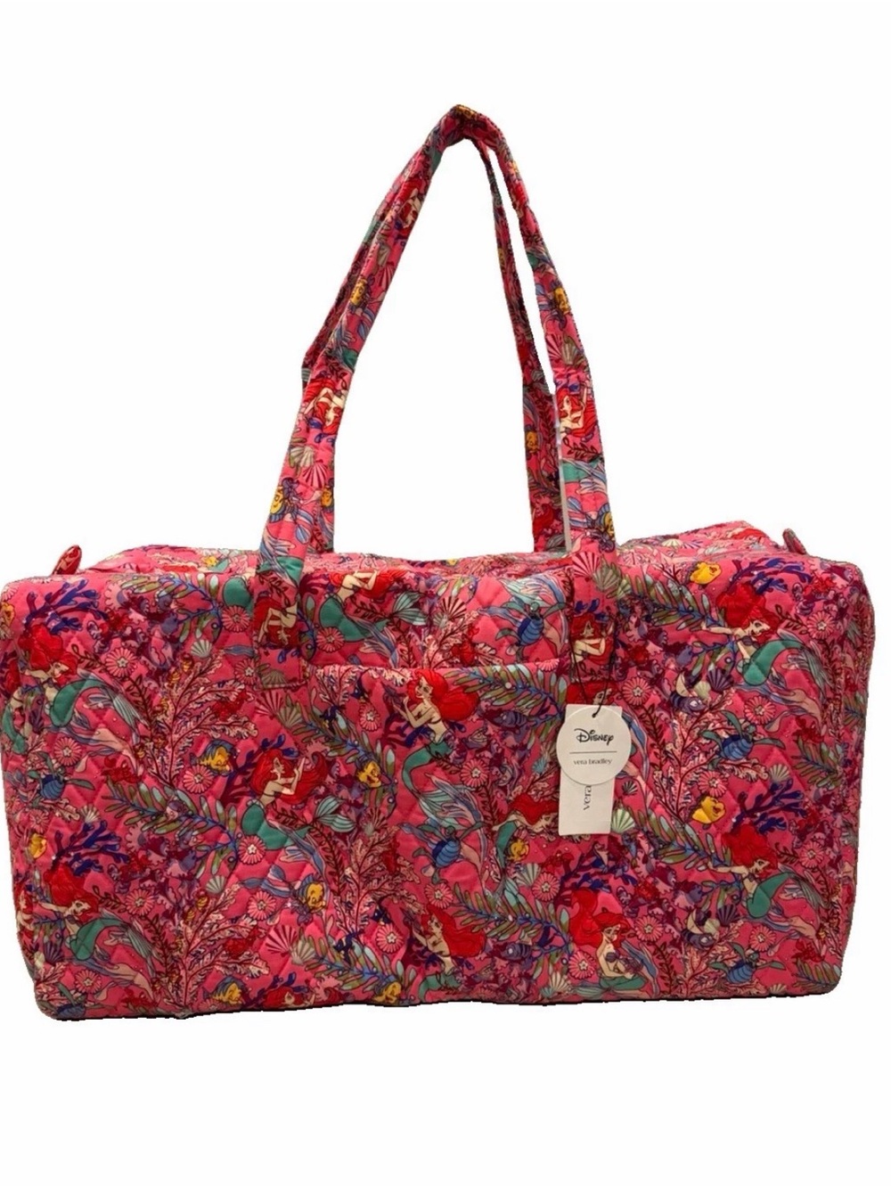 Vera Bradley Pink Red Floral Quilted Travel Tote